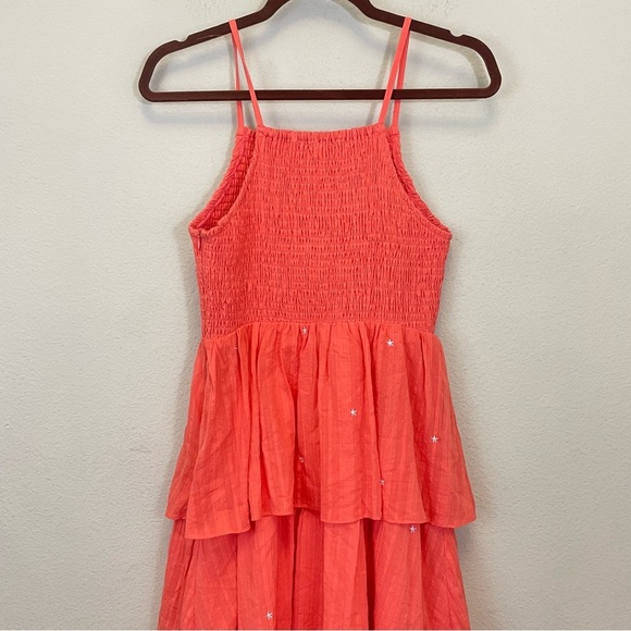 English Factory Orange Embroidered Smocked Tiered Midi Dress Size Small - Picture 10 of 12